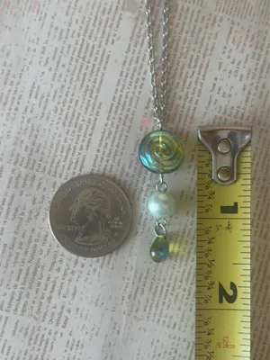 Handmade Czech glass teardrop & swirl necklace🍃🌀 thumbnail 6