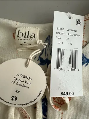 Bila Tie-Front Sleeveless Camisole - Cream & Blue thumbnail 4