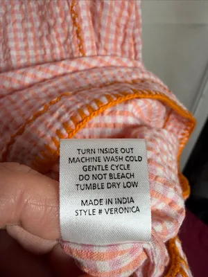 Sister Mary Veronica Pink Orange Checker Gingham Embroidered Floral Mini Dress S thumbnail 6