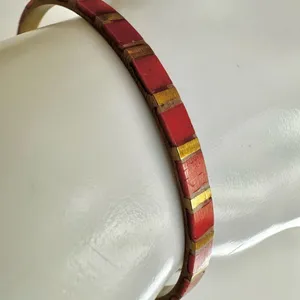 Red and gold tone brass bangle bracelet thumbnail 4