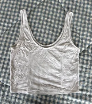 PacSun White Ribbed Scoop Crop Tank thumbnail 1