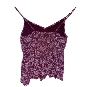 Abercrombie & Fitch Burgundy Red White Floral Smocked Peplum Cami Tank Top Sz XS thumbnail 3