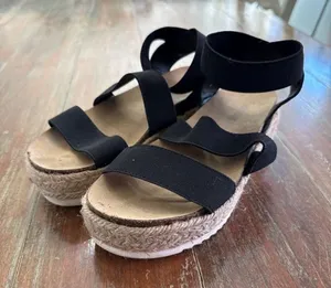 CUSHIONAIRE Mandy Black Elastic Espadrille Platform Sandals - Women’s Size 7 thumbnail 1