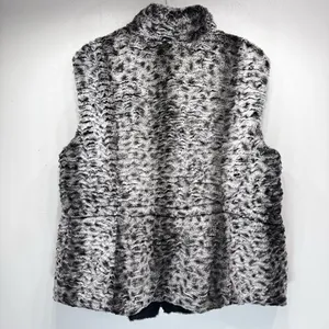 Reversible Vest Leopard Faux Fur Quilted Black with Fur Trim Vintage Y2K Mobwife thumbnail 5