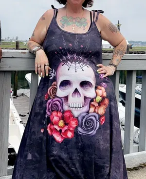 Skull and Floral Graphic Dress thumbnail 6
