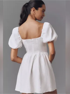 Reformation Malvina Linen Dress in White 6 thumbnail 6