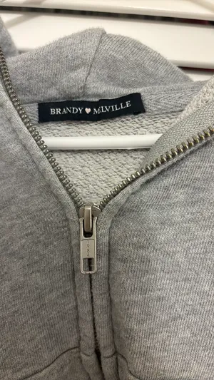 Gray Cropped Hoodie Jacket Sweater Top thumbnail 2