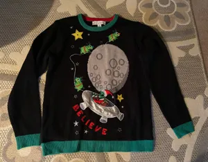 Fun Ugly Christmas Sweaters Aliens Size L thumbnail 1