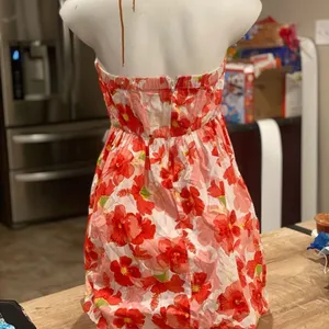 Mossimo Supply Co. Pink Floral Tropical Hibiscus Strapless Mini Dress Size S thumbnail 4