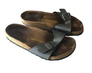 Birkenstock Madrid Slide Sandals Metallic Gray 37 Women's Size 6 thumbnail 1