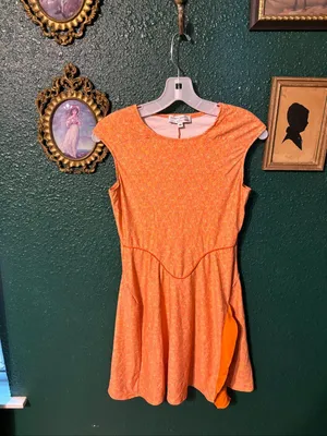 Esteban Cortazar Orange Speckled Tennis Dress Sz XS thumbnail 3