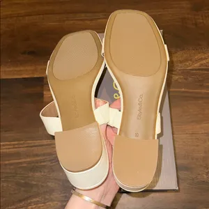NIB New Style & Co Victoria Double Band Block White Dress Sandals in Size 10 thumbnail 7