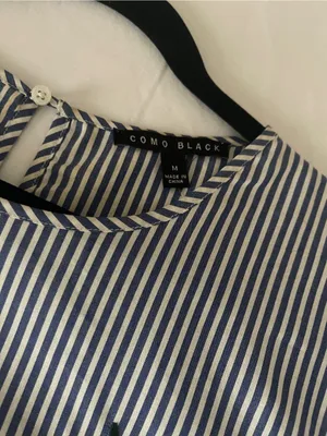 Como Black Striped Embroidered Floral Blouse - Size M thumbnail 9