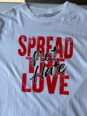Adult Unisex XL – Popular Sports “Spread Not Hate / Spread Love” T-Shirt thumbnail 2