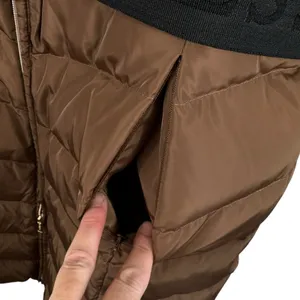 GUESS‎ Janina Brown Long Line Faux Fur Hood Full Zip Down Puffer Jacket Size L thumbnail 8