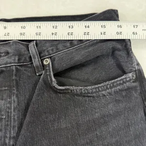 AGOLDE High Rise Straight‎ Leg Jeans Faded Black Raw Hem Size 30 Button Fly thumbnail 4