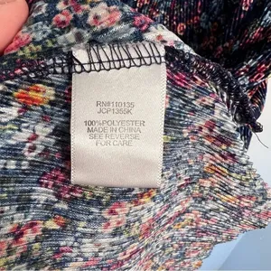 Knit Works Women's Juniors Size XL Ribbed Tank Top‎ Navy Blue Floral Stretch Y2K thumbnail 9