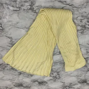 Free People x Significant Other Sylivia Ribbed Yellow Flare flowy Pants Size 4 thumbnail 2