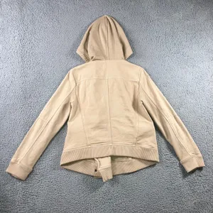 Free People Carmen Moto Jacket Women Small‎ Beige Asymmetrical Zip thumbnail 3