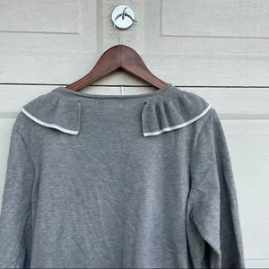 Carmen Marc Valvo Sweater Gray Grey White Ruffle Plus Size 2X thumbnail 5