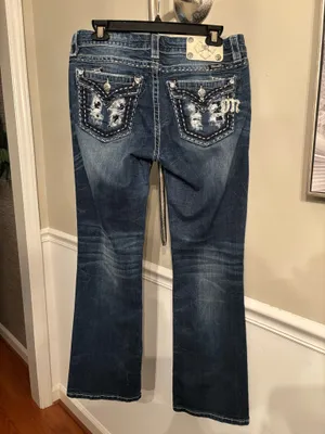 Miss Me Dark Blue Bootcut Jeans with Embellished Pockets thumbnail 4