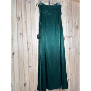 NWT Lulus Extraordinary Presence Dark Green Satin Strapless Maxi Dress Holiday L thumbnail 7