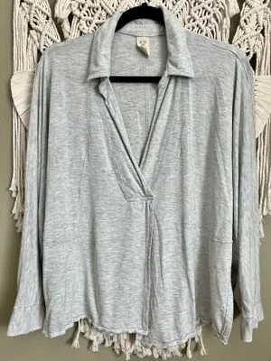 Free People Soft Grey Blouse thumbnail 1