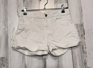 H&M White Denim Shorts Women’s Size 4 Rolled Hem Stretch Jean Shorts thumbnail 1