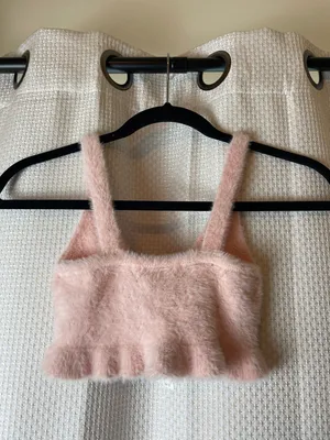 Free People blush pink fuzzy crop tank✨ thumbnail 5
