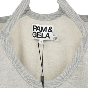 NWT Pam & Gela Rib Cross Neck Sweatshirt Heather Grey Pullover Top S thumbnail 4