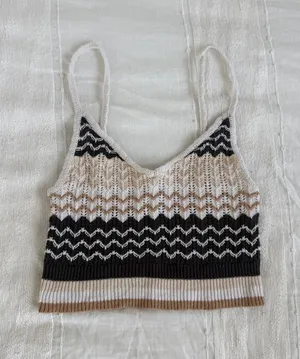 American Eagle Crochet Knit Cropped Tank Top thumbnail 1