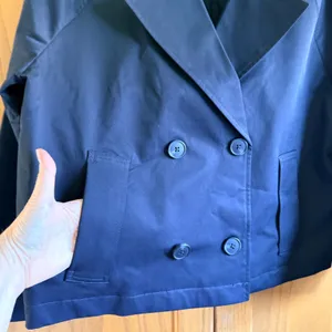 NEW Rebecca Minkoff Large Black Cropped Double Breasted Trench Coat Jacket thumbnail 4
