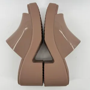 Crocs Brooklyn Slide Block High Shine Heel Sandals Latte Tan Women 11 Chunky Y2K thumbnail 6