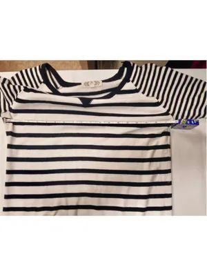 Pink Rose Black White Stripe Raglan Sweater Pullover Top Large (INV150) thumbnail 3
