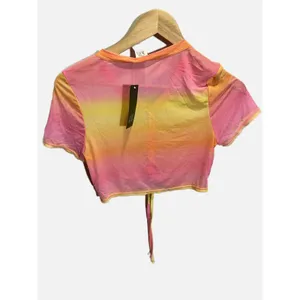 Wild‎ Fable Mesh Ruched Crop Top Womens XS Pink Orange NWT Summer Festival thumbnail 4
