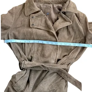 Gap Edition Dark Brown Genuine Leather Suede Belted Coat Jacket Small 854926-00 thumbnail 7
