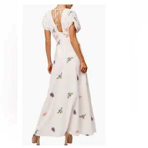 NWT Ciebon Selma Embroidered Plunge Neck Maxi Dress thumbnail 3