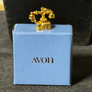 Vintage Avon French Telephone Charm 14K Gold Electroplate Original Box NOS thumbnail 3