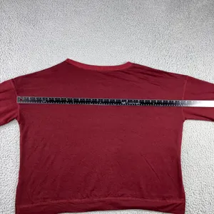 Varsity Stripe Oversized‎ Sweatshirt Women 2XL Maroon Preppy Retro Relaxed Fit thumbnail 8