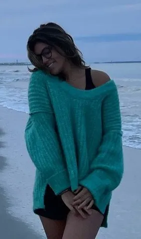Free People Turquoise Oversized Sweater thumbnail 1