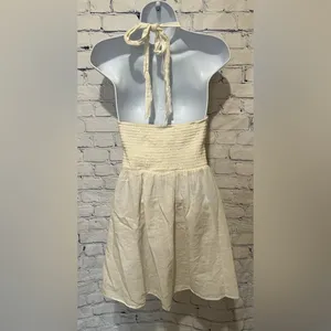 American Eagle Women's Backless Halter Cream Cotton Sundress Dress size XS thumbnail 2