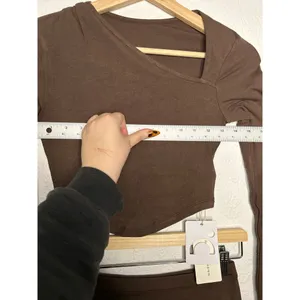 Commense Brown Asymmetrical Cropped Long Sleeve Top & Maxi Skirt Set XS NWT thumbnail 4