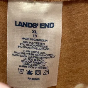 Lands End Womens XL 18 Wide Leg Crop Pants Camel Brown Heather‎ Knit Drawstring thumbnail 5