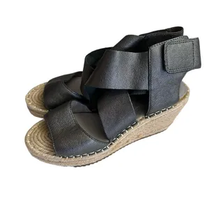Eileen Fisher Wedge Sandals Pewter 5.5 Women Espadrille Platform Metallic Lthr thumbnail 5