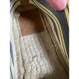Tory Burch Beige‎ Blue Striped Fabric Espadrille Flat Slip-On Shoes 9.5 Designer thumbnail 7