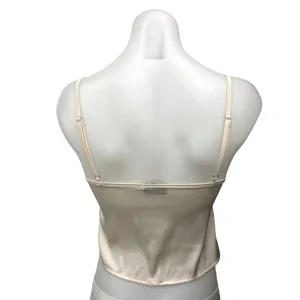 Edikted White Pink Lace Silk Satin Cami Camisole Spaghetti Strap Crop Tank Top S thumbnail 2