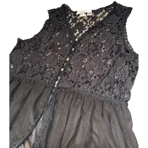 Vintage Jody Lace Peplum Vest Women's XL Sheer Witchy Goth Whimsygoth Fall thumbnail 2