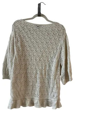 Ann Taylor Pointelle Crochet Square Neck Sweater Top XXL thumbnail 4