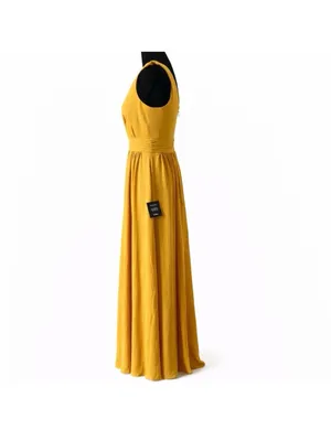 Lulu's Mustard Yellow Sleeveless V‑Neck Maxi Dress Size XS thumbnail 3