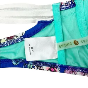 Shade & Shore Blue Floral Strapless Underwire Push-up Swim Bikini‎ Top Size 36C thumbnail 4